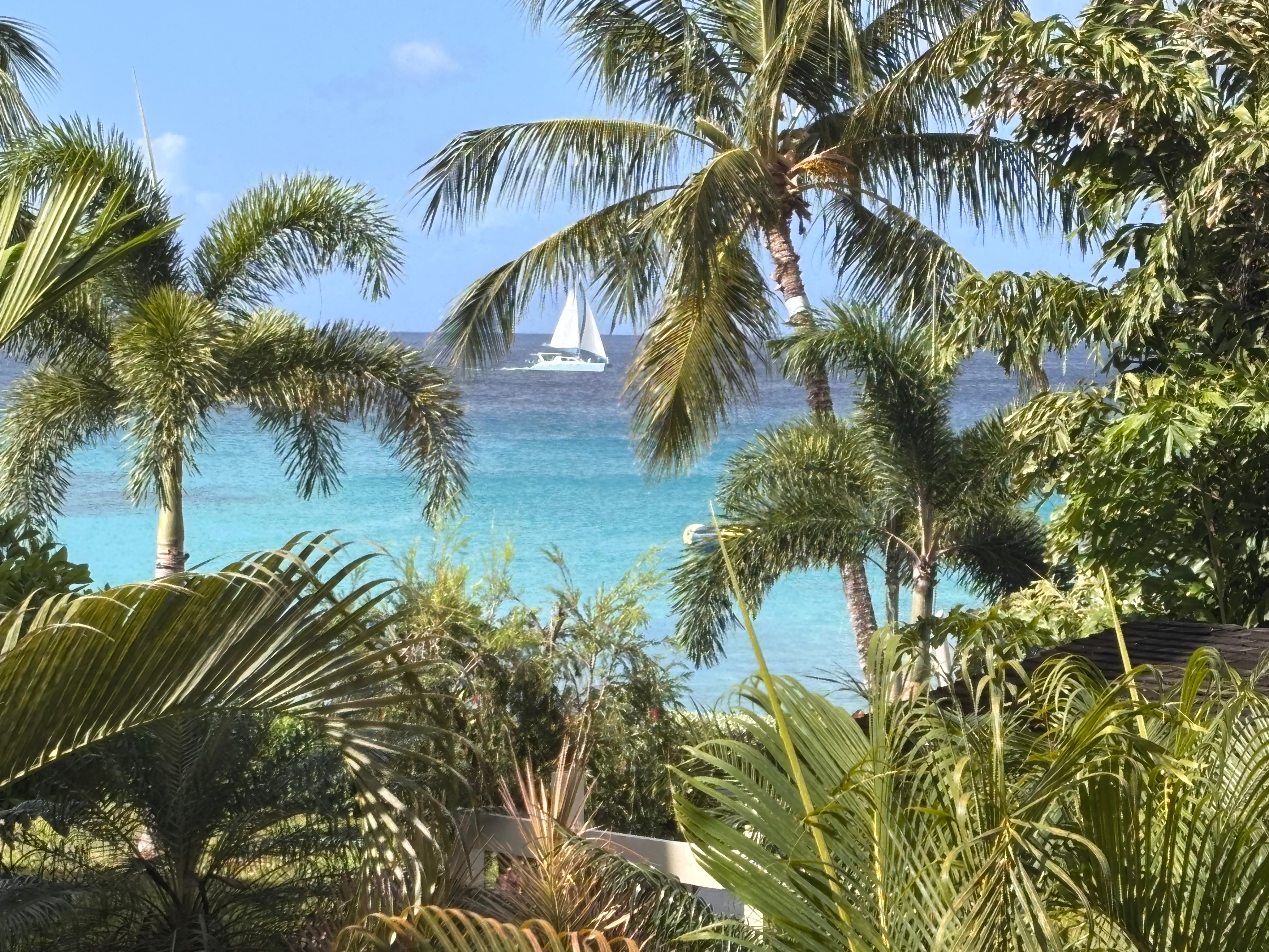 Ocean views from large terrace balcony at St Peters Bay Luxury apartments Barbados West Coast